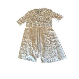 Lise Charmel White Lace & Satin Short Sleeve Cover-Up Lingerie Topper Med